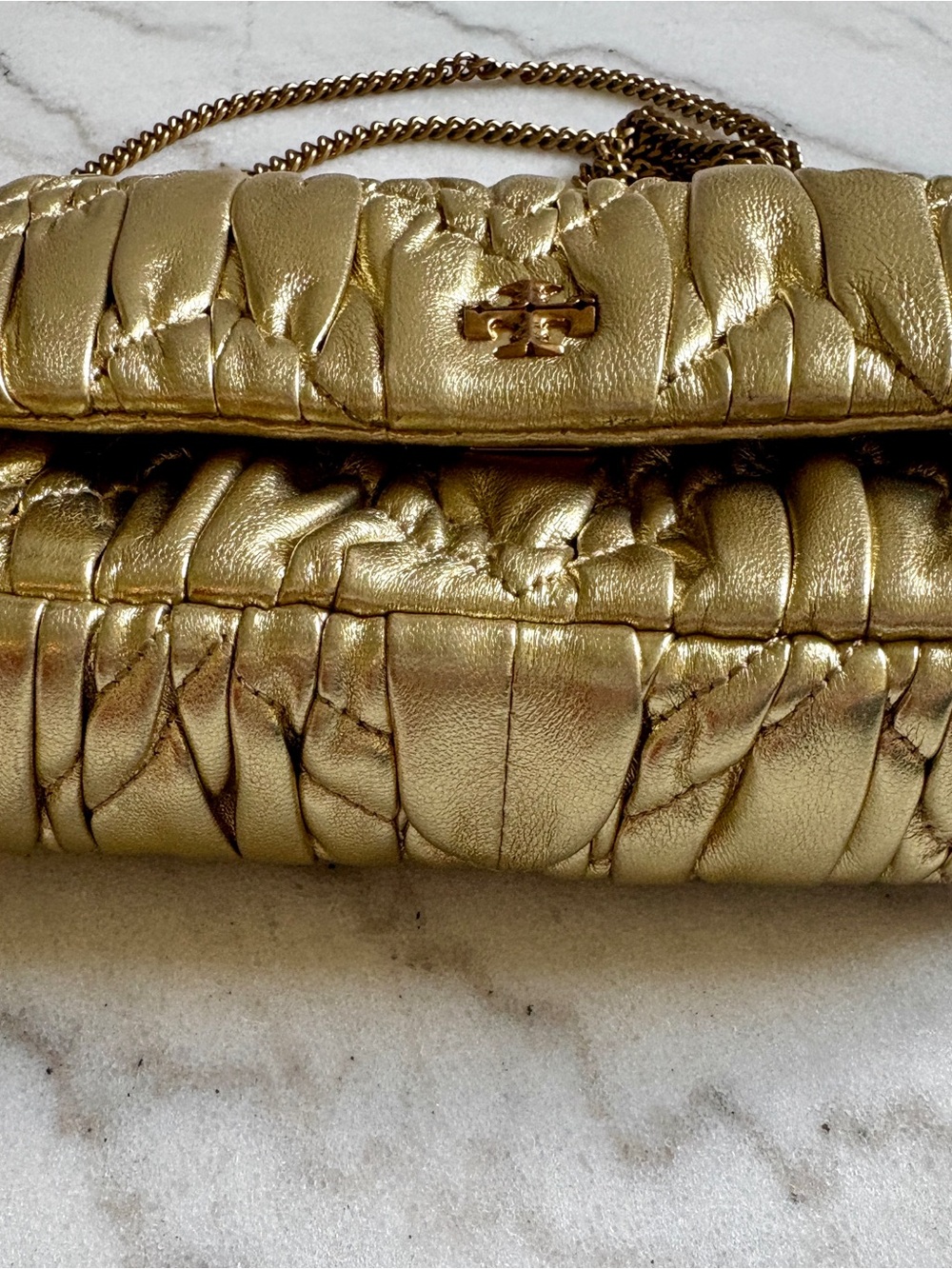 Tory Burch Kira Gold Quilted Leather Chain-Crossbody / Shoulder Bag - Picture 10 of 15